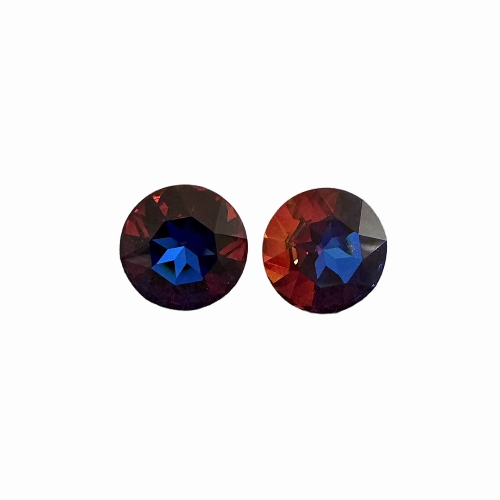 Sparkling Faceted Margarita Crystal Stud Pierced Earrings –Red Blue Aurora Glass - Picture 3 of 5